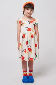Bobo Choses rochie fete Smiling culoarea alb, mini, evazati, 125AC138 imagine