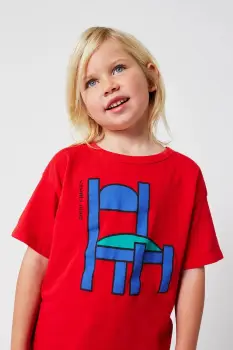 Bobo Choses tricou de bumbac pentru copii Chair culoarea rosu, cu imprimeu, 225AC005 imagine