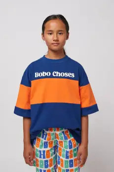 Bobo Choses tricou de bumbac pentru copii culoarea albastru marin, cu imprimeu, 125AC126 imagine