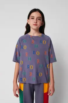 Bobo Choses tricou de bumbac pentru copii culoarea gri, cu imprimeu, 225AC134 imagine