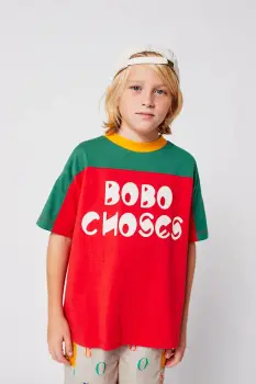 Bobo Choses tricou de bumbac pentru copii culoarea rosu, cu imprimeu, 225AC133 imagine
