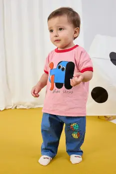 Bobo Choses tricou de bumbac pentru copii Doggy Mate culoarea roz, cu imprimeu, 225AB031 imagine
