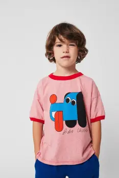 Bobo Choses tricou de bumbac pentru copii Doggy Mate culoarea roz, cu imprimeu, 225AC002 imagine