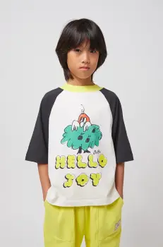 Bobo Choses tricou de bumbac pentru copii Hello Joy culoarea alb, cu imprimeu, 125AC016 imagine