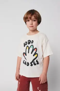 Bobo Choses tricou de bumbac pentru copii High Five culoarea alb, cu imprimeu, 225AC004 imagine