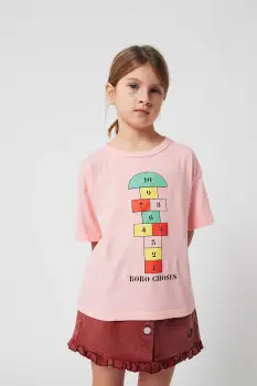 Bobo Choses tricou de bumbac pentru copii Hopscotch culoarea roz, 225AC143 imagine