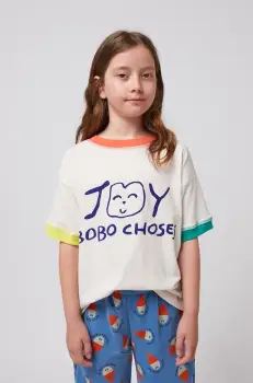 Bobo Choses tricou de bumbac pentru copii Smiling culoarea alb, cu imprimeu, 125AC014 imagine