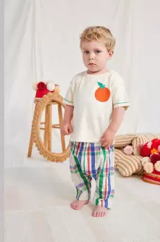 Bobo Choses tricou din bumbac pentru bebelusi culoarea bej, cu imprimeu imagine