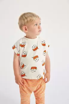 Bobo Choses tricou din bumbac pentru bebelusi culoarea bej, modelator imagine