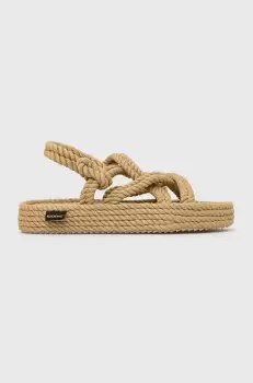 Bohonomad sandale Bodrum femei, culoarea bej, cu platforma imagine