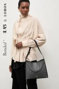 Bonded by Answear.LAB & LOBOS geanta de mana din piele intoarsa culoarea negru imagine