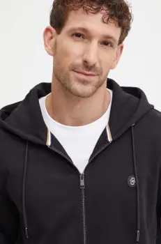 BOSS bluza barbati, culoarea negru, cu gluga, neted, 50520303 imagine