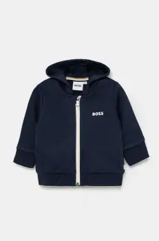 BOSS bluza bebe culoarea albastru marin, cu gluga, neted, J52095 imagine