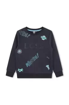 BOSS bluza copii culoarea albastru marin, modelator imagine