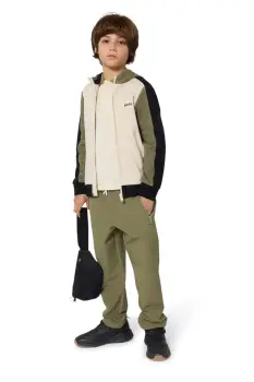 BOSS bluza copii culoarea bej, cu gluga, cu imprimeu, J52322 imagine