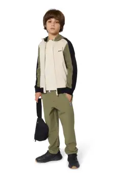 BOSS bluza copii culoarea bej, cu gluga, cu imprimeu, J52322 imagine