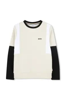 BOSS bluza copii culoarea bej, neted, J52026 imagine