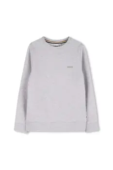 BOSS bluza copii culoarea gri, uni, J52348 imagine