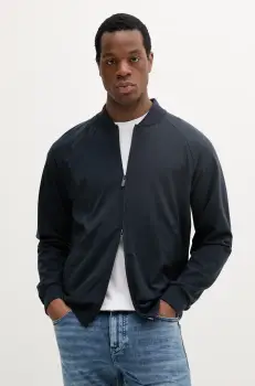 BOSS bluza culoarea albastru marin, neted, 50538033 imagine