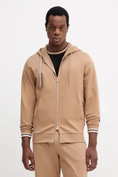 BOSS bluza culoarea bej, cu gluga, uni, 50543427 imagine