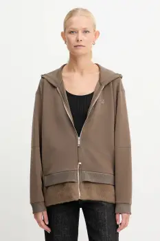 BOSS bluza culoarea maro, cu gluga, uni, 50548731 imagine