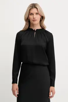BOSS bluza de matase culoarea negru, uni, 50548224 imagine