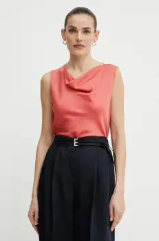 BOSS bluza de matase culoarea roz, uni, 50537652 imagine