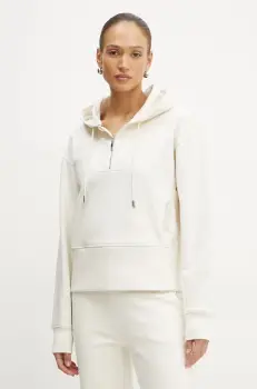 BOSS bluza femei, culoarea bej, cu gluga, cu imprimeu, 50532221 imagine