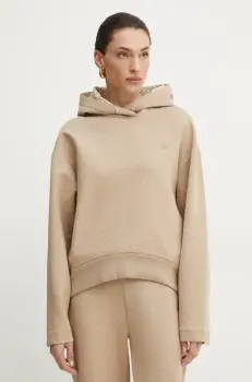 BOSS bluza femei, culoarea bej, cu gluga, melanj, 50532026 imagine