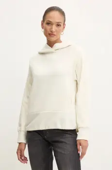 BOSS bluza femei, culoarea bej, cu gluga, neted, 50524545 imagine