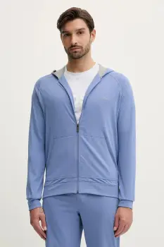 BOSS bluza lounge culoarea albastru marin, cu gluga, neted imagine