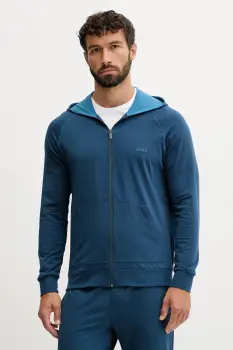 BOSS bluza lounge culoarea albastru marin, cu gluga, neted imagine