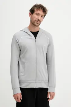 BOSS bluza lounge culoarea albastru marin, cu gluga, neted imagine