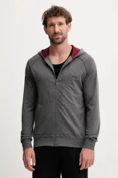 BOSS bluza lounge culoarea albastru marin, cu gluga, neted imagine