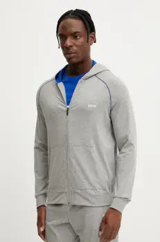 BOSS bluza lounge culoarea gri, cu gluga, neted imagine
