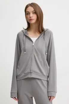 BOSS bluza lounge culoarea gri, cu gluga, neted, 50535842 imagine