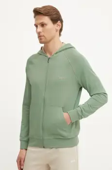 BOSS bluza lounge culoarea verde, cu gluga, neted imagine