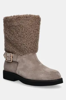 BOSS botine Eleri culoarea bej, cu toc plat, 50552748 imagine