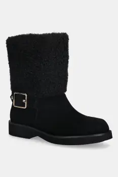 BOSS botine Eleri culoarea negru, cu toc plat, 50552748 imagine