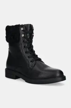 BOSS botine Vanity femei, culoarea negru, cu toc plat, 50529369 imagine