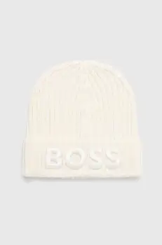 BOSS caciula de lana culoarea alb, de lana imagine