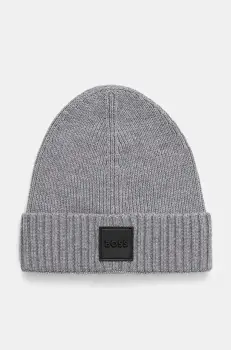 BOSS caciula de lana culoarea argintiu, de lana, din tesatura neteda, 50522426 imagine