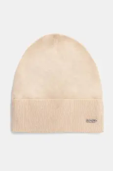 BOSS caciula de lana culoarea bej, de lana, din tesatura neteda, 50524276 imagine