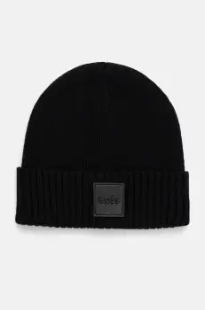 BOSS caciula de lana culoarea negru, de lana, din tesatura neteda, 50522426 imagine