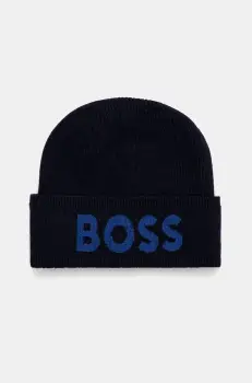 BOSS caciula din amestec de lana culoarea albastru marin, din tesatura neteda, 50524348 imagine