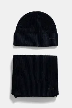 BOSS caciula si esarfa din amestec de lana culoarea negru, 50522439 imagine