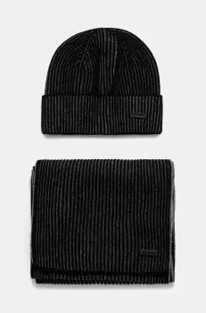 BOSS caciula si esarfa din amestec de lana culoarea negru, 50522439 imagine