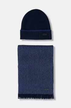 BOSS caciula si fular din lana culoarea bleumarin, 50548858 imagine