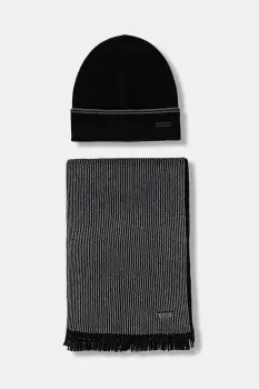 BOSS caciula si fular din lana culoarea negru, 50548858 imagine