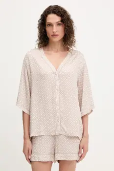 BOSS camasa de pijama culoarea bej, 50545615 imagine